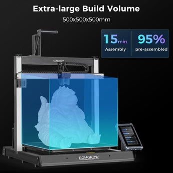 Comgrow T500 3D Printer showcasing a large build volume of 500x500x500mm